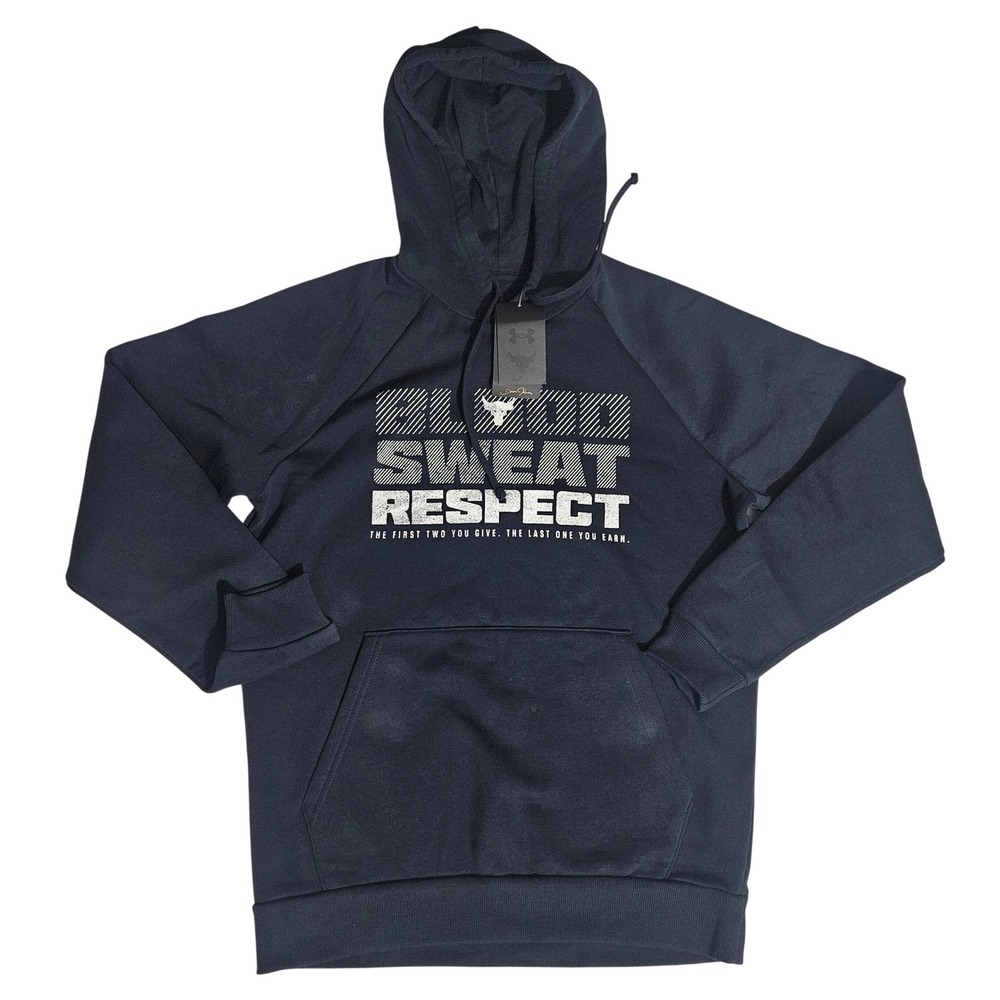 Mens Small NWT Under Armour Project Rock Rival Fleece Hoodie Navy Blue 1367109